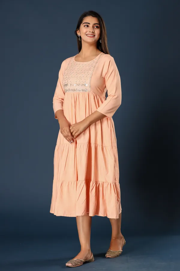 Orange_Khadi_Cotton_Embroidered_Flared_Kurta_for_Women
