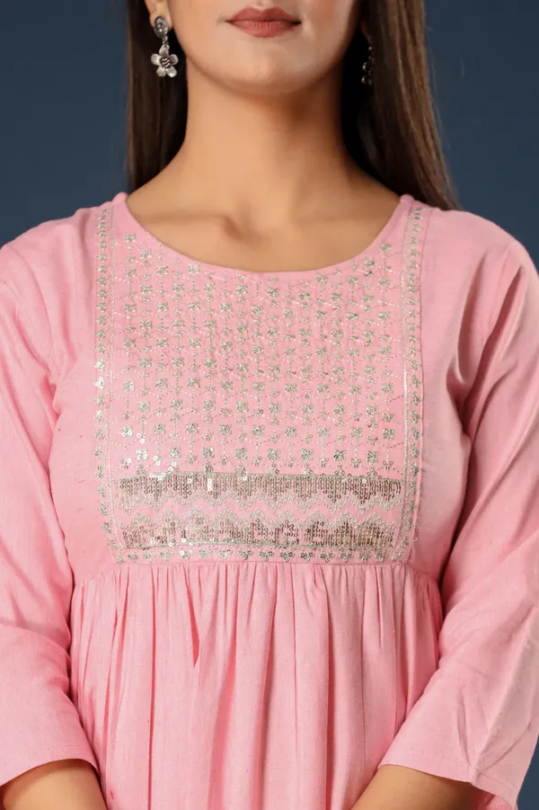 Pink_Khadi_Cotton_Embroidered_Flared_Kurta_for_Women