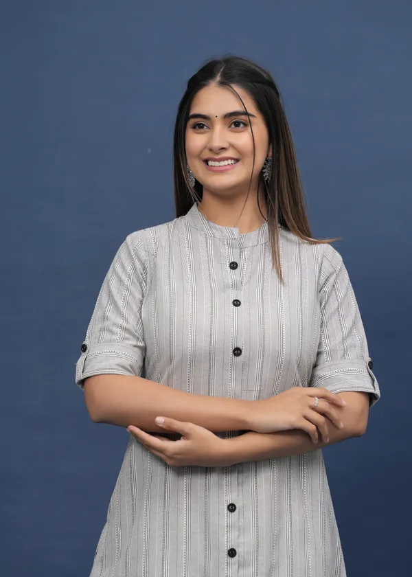 Grey_&_White_Khadi_Cotton_Striped_A-line_Kurti_for_Women