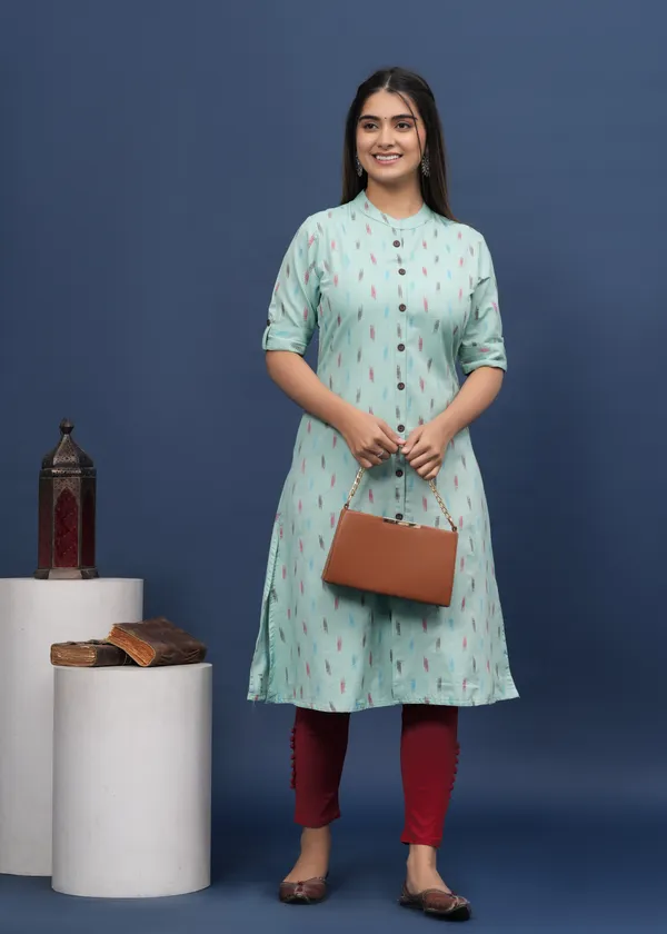 Light_Green_Khadi_Cotton_Abstract_A-line_Kurti_for_Women