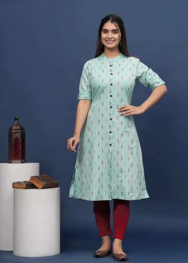 Light_Green_Khadi_Cotton_Abstract_A-line_Kurti_for_Women