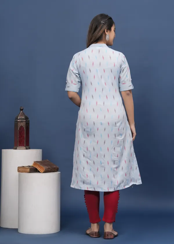 Light_Blue_Khadi_Cotton_Abstract_A-line_Kurti_for_Women
