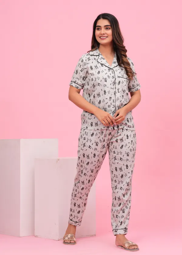 Grey_Viscose_Rayon_Printed_Night_Suit_Set_for_Women
