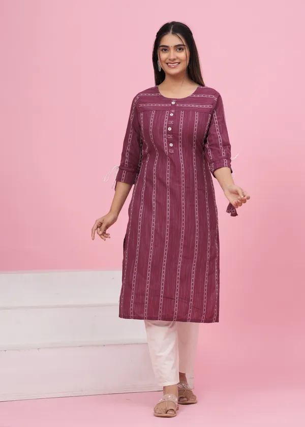 Maroon_Khadi_Cotton_Embroidered_Kurta_Pant_Set_for_Women