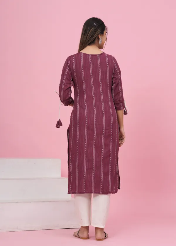 Maroon_Khadi_Cotton_Embroidered_Kurta_Pant_Set_for_Women