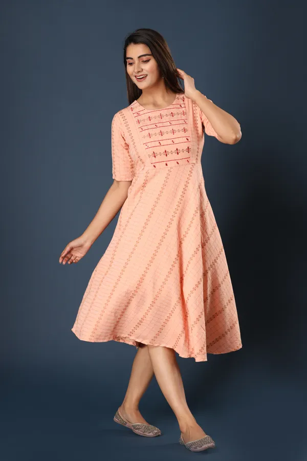 Orange_&_Gold_Khadi_Cotton_Embroidered_Flared_Kurta_for_Women