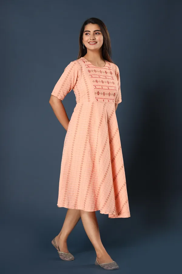 Orange_&_Gold_Khadi_Cotton_Embroidered_Flared_Kurta_for_Women