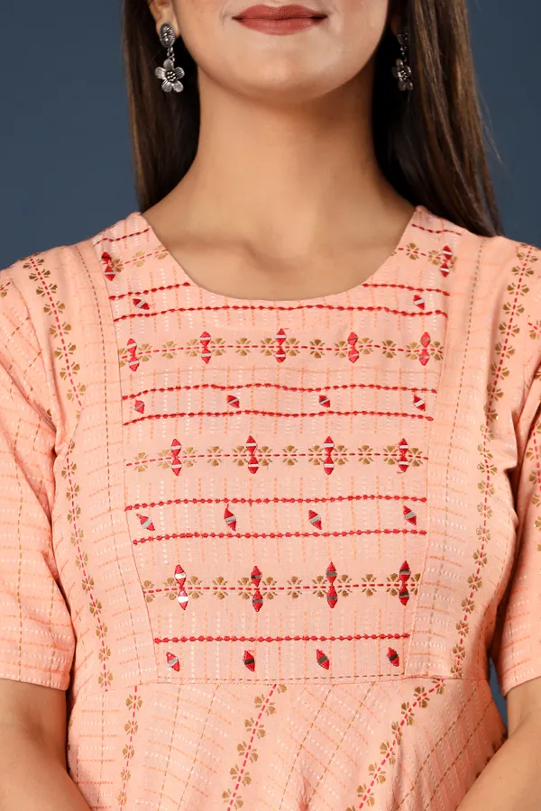 Orange_&_Gold_Khadi_Cotton_Embroidered_Flared_Kurta_for_Women