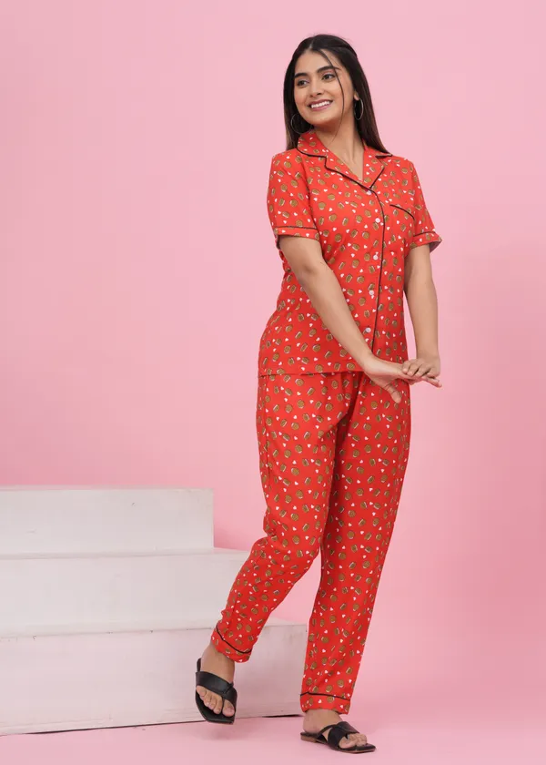 Orange_Rayon_Printed_Shirt_&_Pyjama_set_for_Women