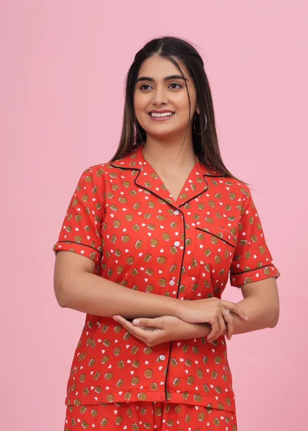 Orange_Rayon_Printed_Shirt_&_Pyjama_set_for_Women