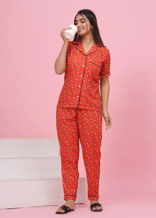 Orange_Rayon_Printed_Shirt_&_Pyjama_set_for_Women