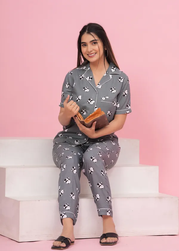 Grey_Rayon_Printed_Shirt_&_Pyjama_set_for_Women