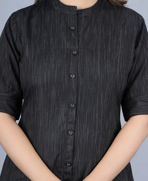 Black_Khadi_Cotton_Solid_A-line_Kurta_for_Women