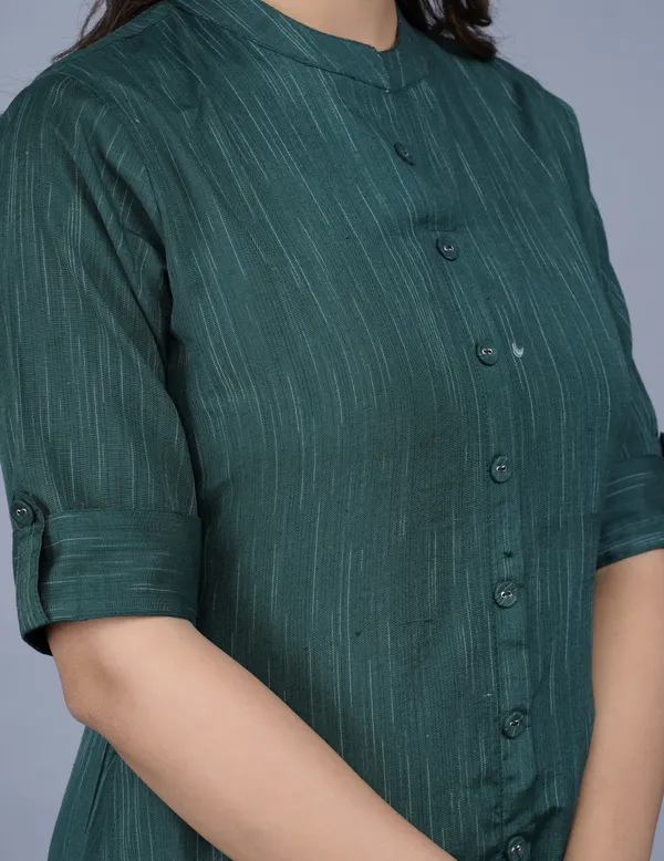 Dark_Green_Khadi_Cotton_Solid_A-line_Kurta_for_Women