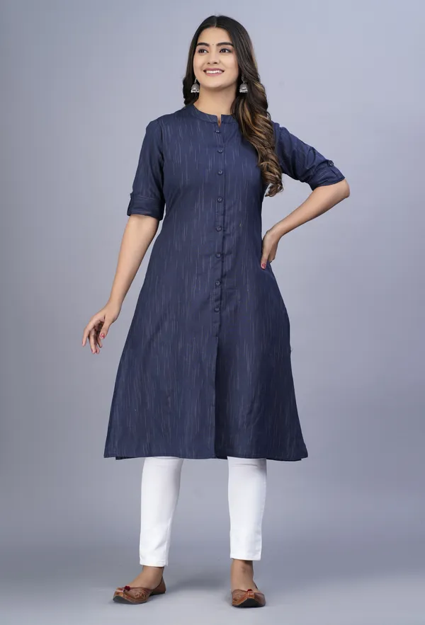 Dark_Blue_Khadi_Cotton_Solid_A-line_Kurta_for_Women