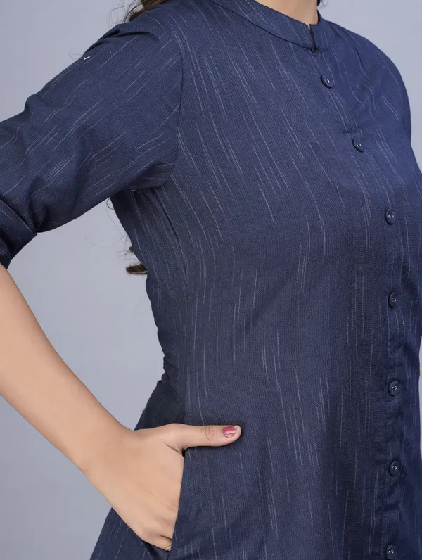 Dark_Blue_Khadi_Cotton_Solid_A-line_Kurta_for_Women