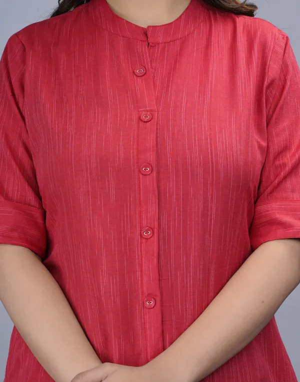 Red_Khadi_Cotton_Solid_A-line_Kurta_for_Women
