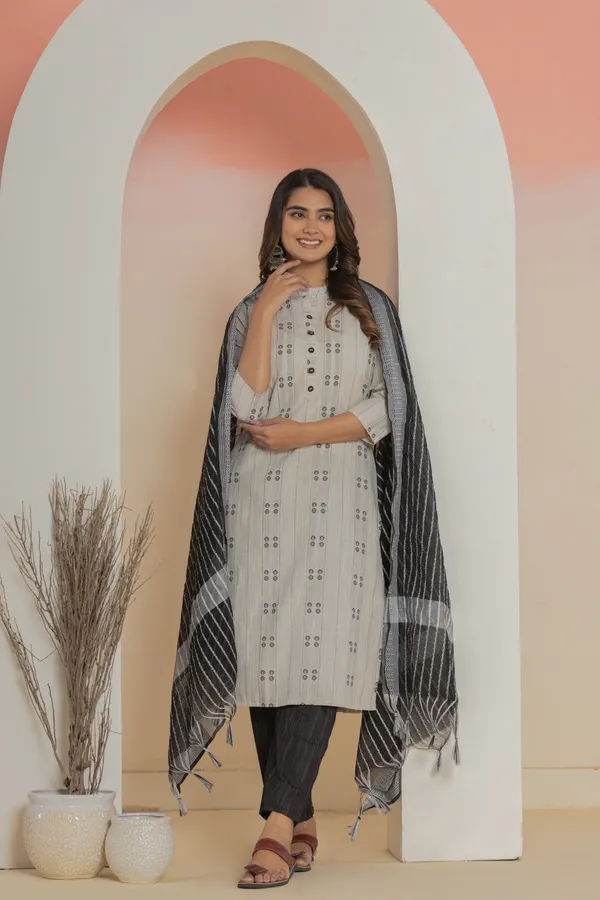 Black_Khadi_Cotton_Woven_Kurti_Pant_Dupatta_Set_for_Women