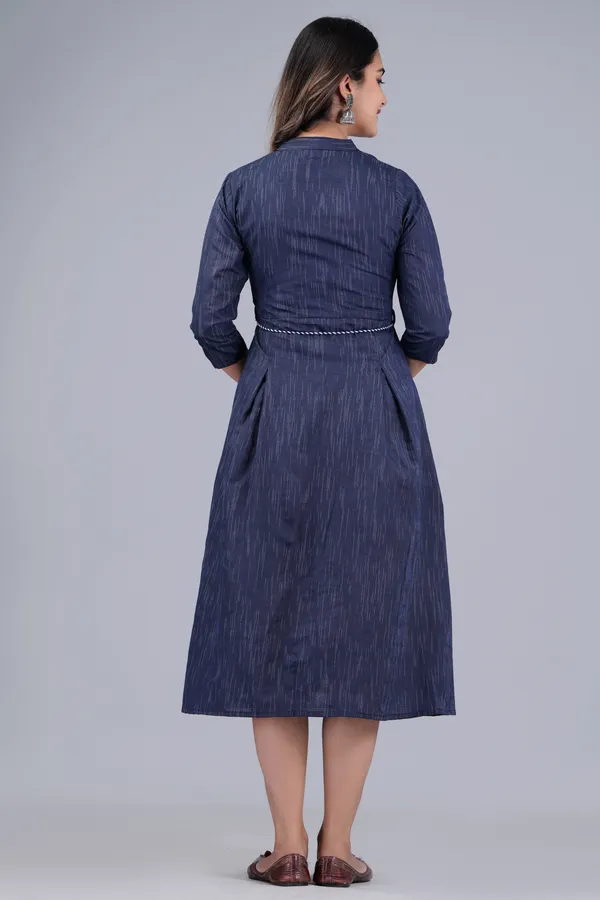 Dark_Blue_Khadi_Cotton_Solid_Flared_Kurta_for_Women