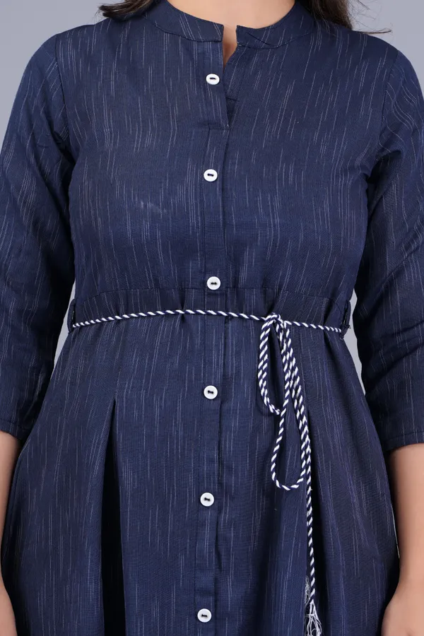 Dark_Blue_Khadi_Cotton_Solid_Flared_Kurta_for_Women