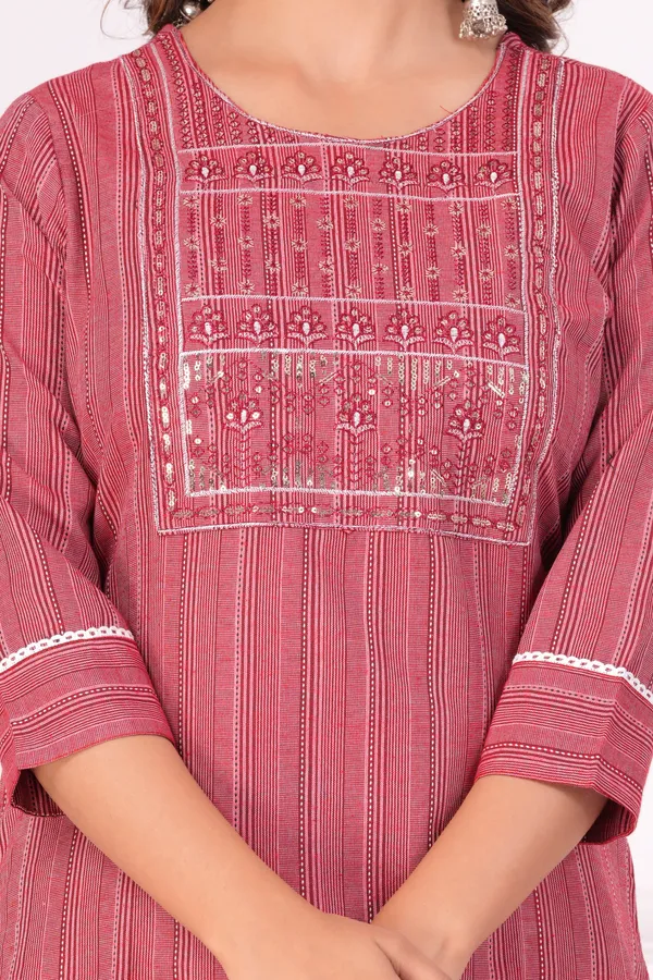 Red_Embroidered,_Printed_Cotton_Kurta,_Trouser/Pant_&_Dupatta_Set