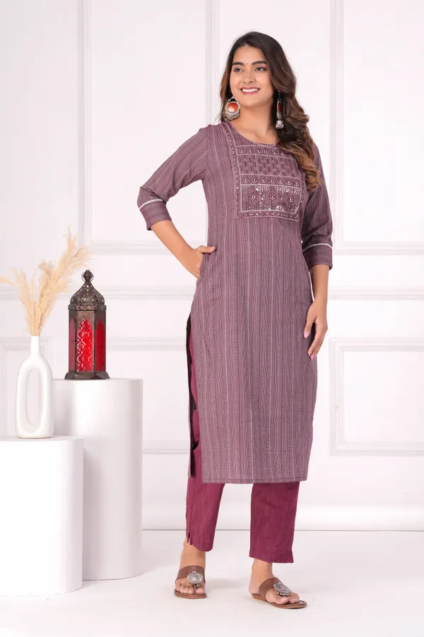 Maroon_Embroidered,_Printed_Cotton_Kurta,_Trouser/Pant_&_Dupatta_Set