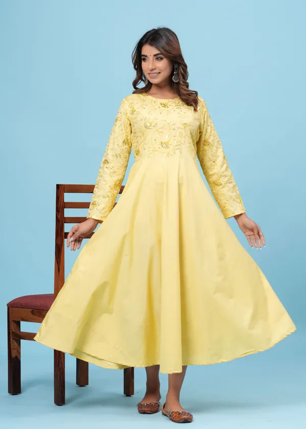 Dizon_Women_Embroidered_Anarkali_Kurta_(Yellow)