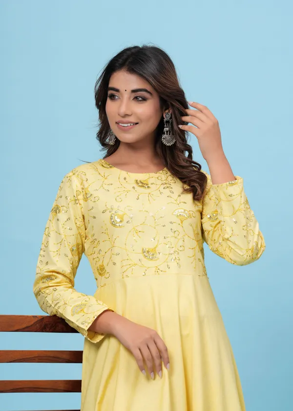 Dizon_Women_Embroidered_Anarkali_Kurta_(Yellow)