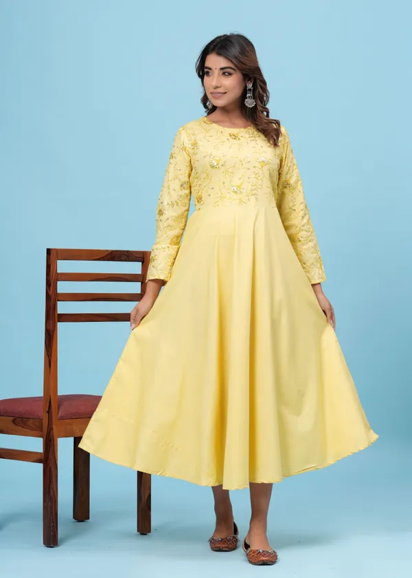 Dizon_Women_Embroidered_Anarkali_Kurta_(Yellow)
