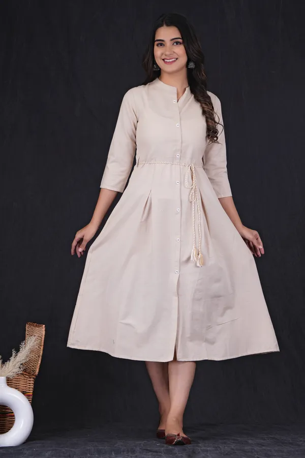 Beige_Khadi_Cotton_Solid_Frontslit_Kurta_for_Women