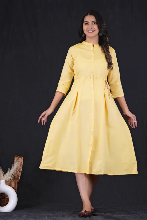 Yellow_Khadi_Cotton_Solid_Frontslit_Kurta_for_Women