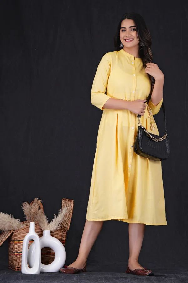 Yellow_Khadi_Cotton_Solid_Frontslit_Kurta_for_Women