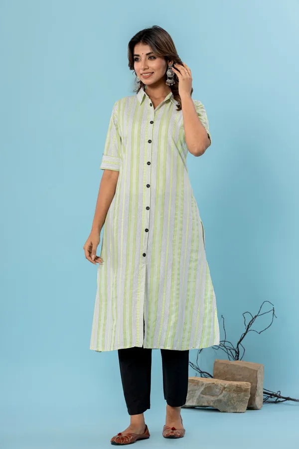 Light_Green_Cotton_Blend_Woven_Design_A-line_Kurti_for_Women