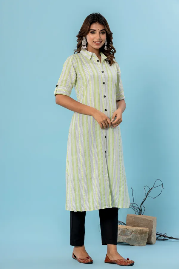Light_Green_Cotton_Blend_Woven_Design_A-line_Kurti_for_Women