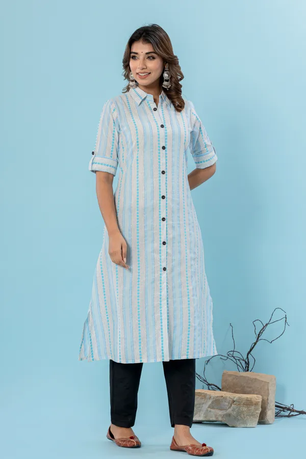 Multicolor_Cotton_Blend_Woven_Design_A-line_Kurti_for_Women