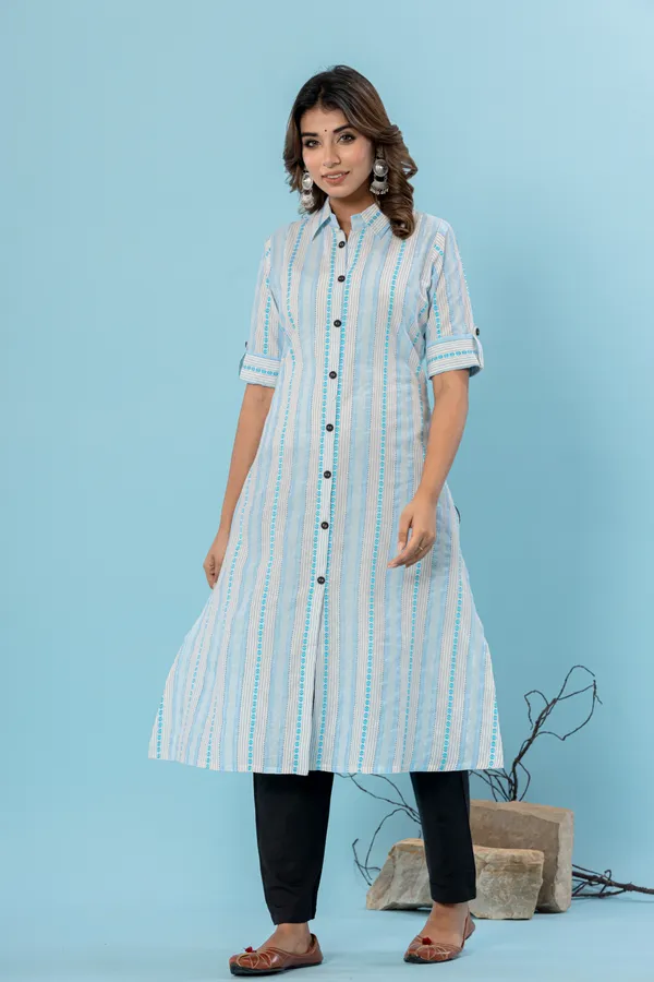 Multicolor_Cotton_Blend_Woven_Design_A-line_Kurti_for_Women