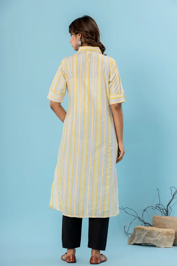 Yellow_Cotton_Blend_Woven_Design_A-line_Kurti_for_Women