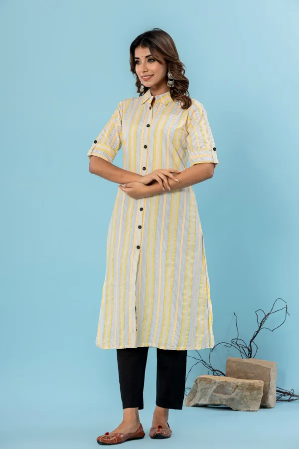 Yellow_Cotton_Blend_Woven_Design_A-line_Kurti_for_Women