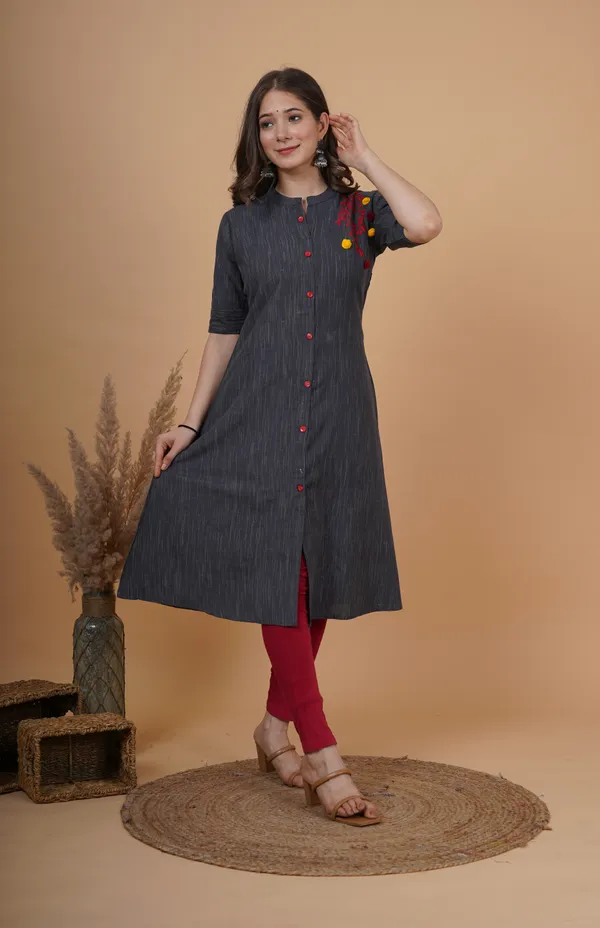 Grey_Khadi_Cotton_Embroidered_A-line_Kurta_for_Women