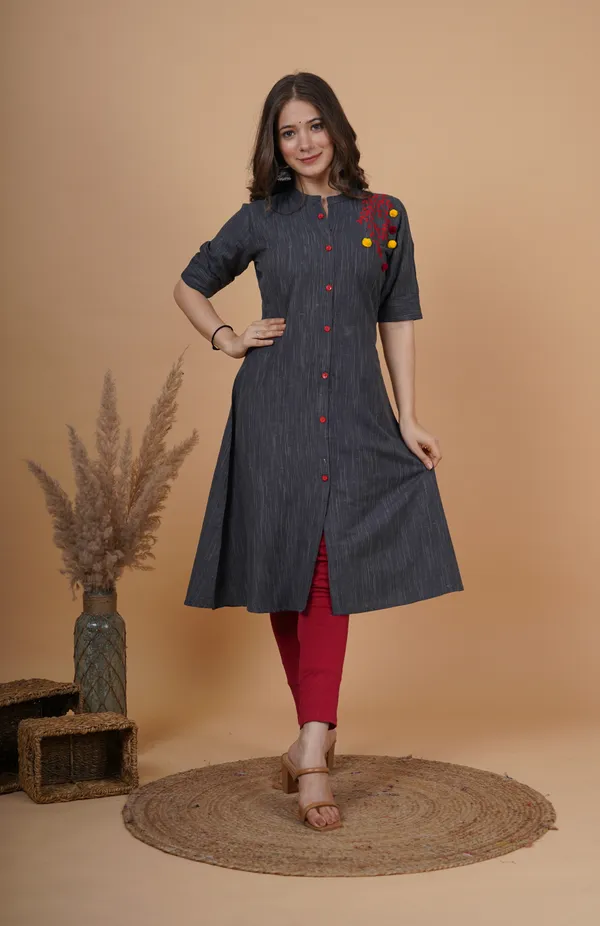 Grey_Khadi_Cotton_Embroidered_A-line_Kurta_for_Women