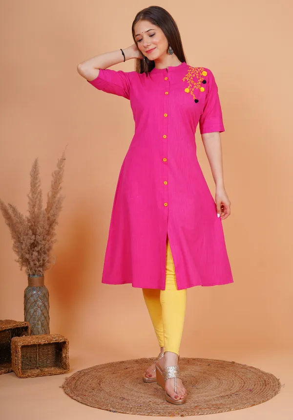 Pink_Khadi_Cotton_Embroidered_A-line_Kurta_for_Women