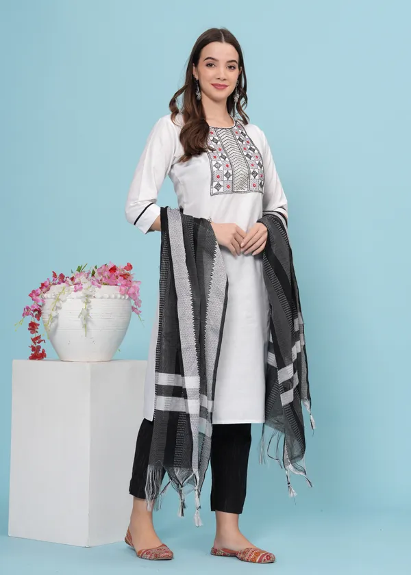 White_Cotton_Blend_Embroidered_Kurta_Pant_Dupatta_Set_for_Women