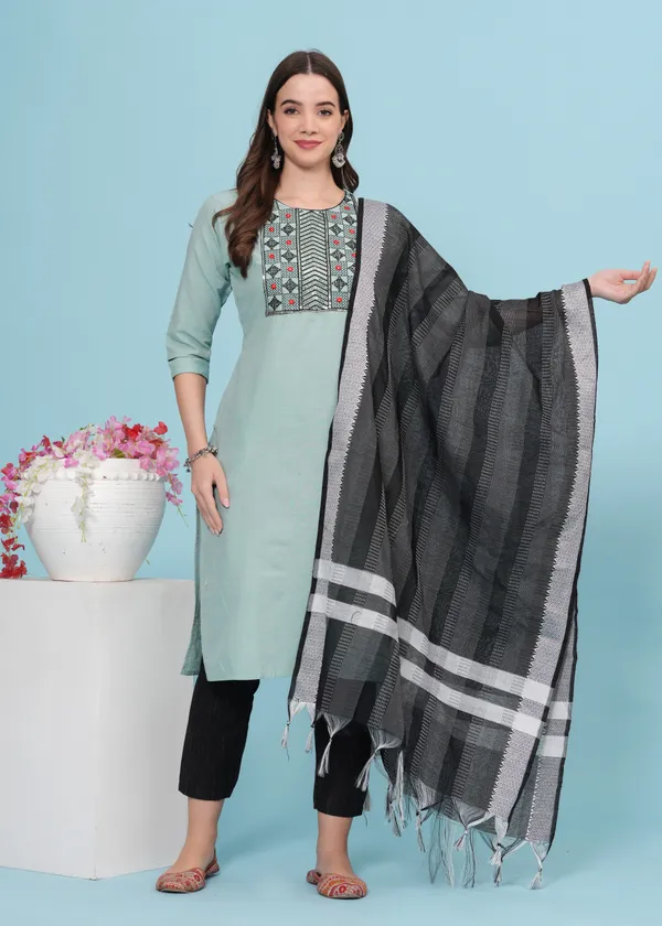 Light_Green_Cotton_Blend_Embroidered_Kurta_Pant_Dupatta_Set_for_Women