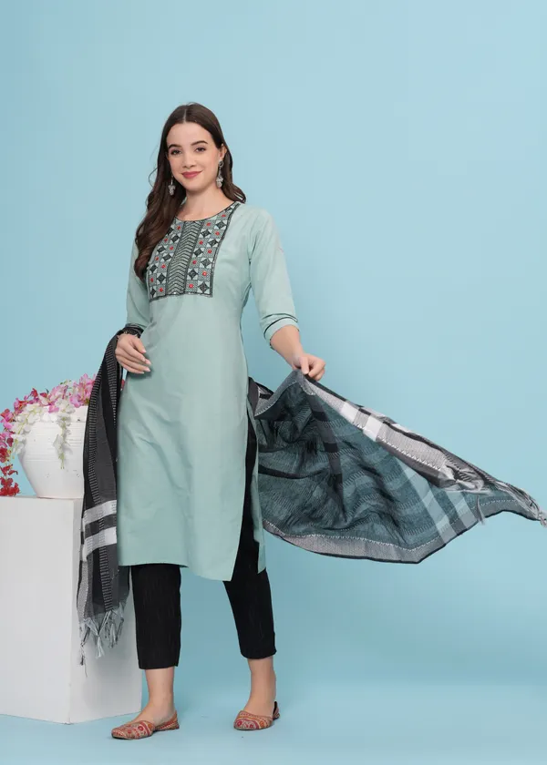 Light_Green_Cotton_Blend_Embroidered_Kurta_Pant_Dupatta_Set_for_Women