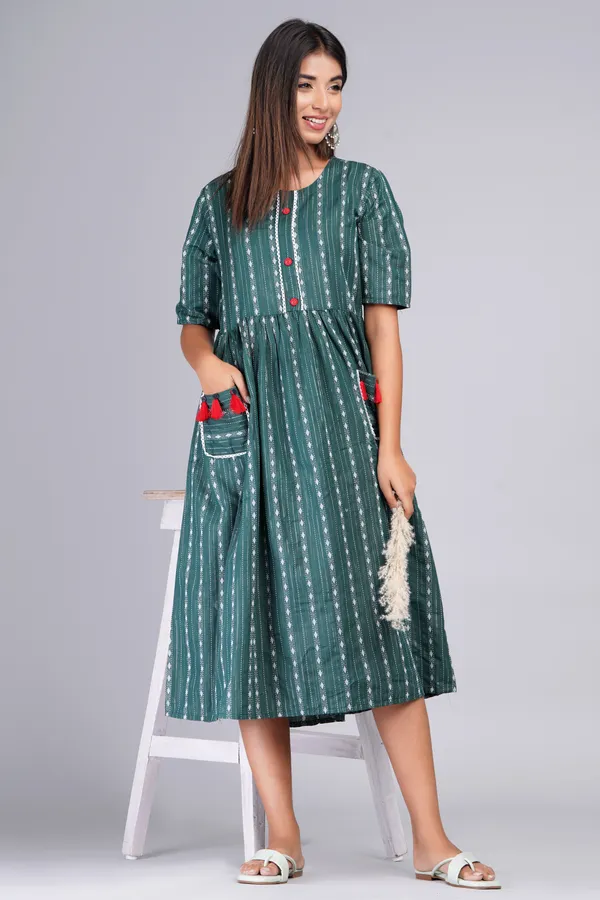 Blue_Khadi_Cotton_Woven_Design_Flared_Kurta_for_Women