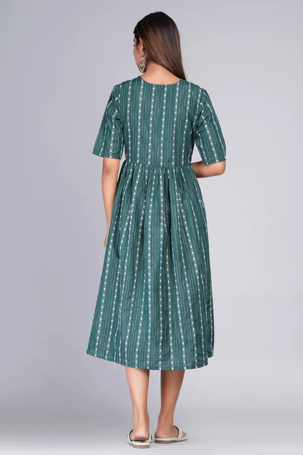 Blue_Khadi_Cotton_Woven_Design_Flared_Kurta_for_Women