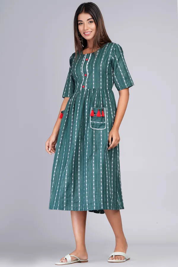 Blue_Khadi_Cotton_Woven_Design_Flared_Kurta_for_Women