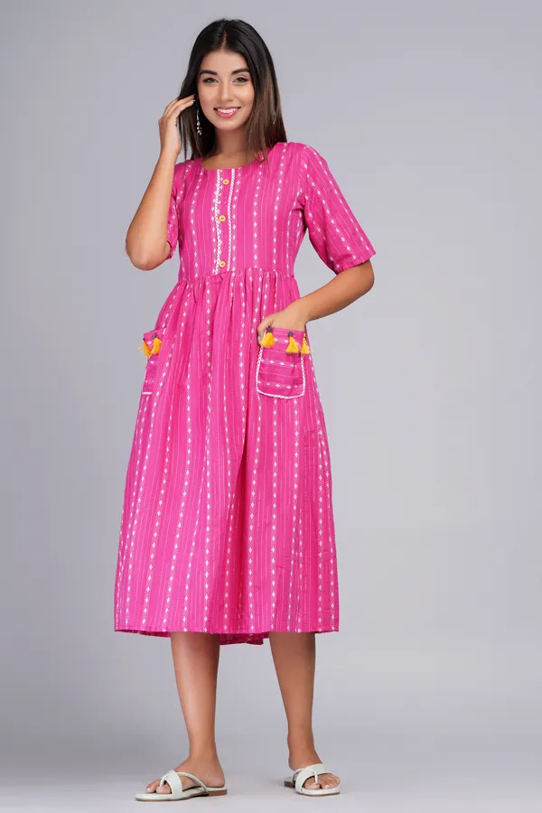 Pink_Khadi_Cotton_Woven_Design_Flared_Kurta_for_Women