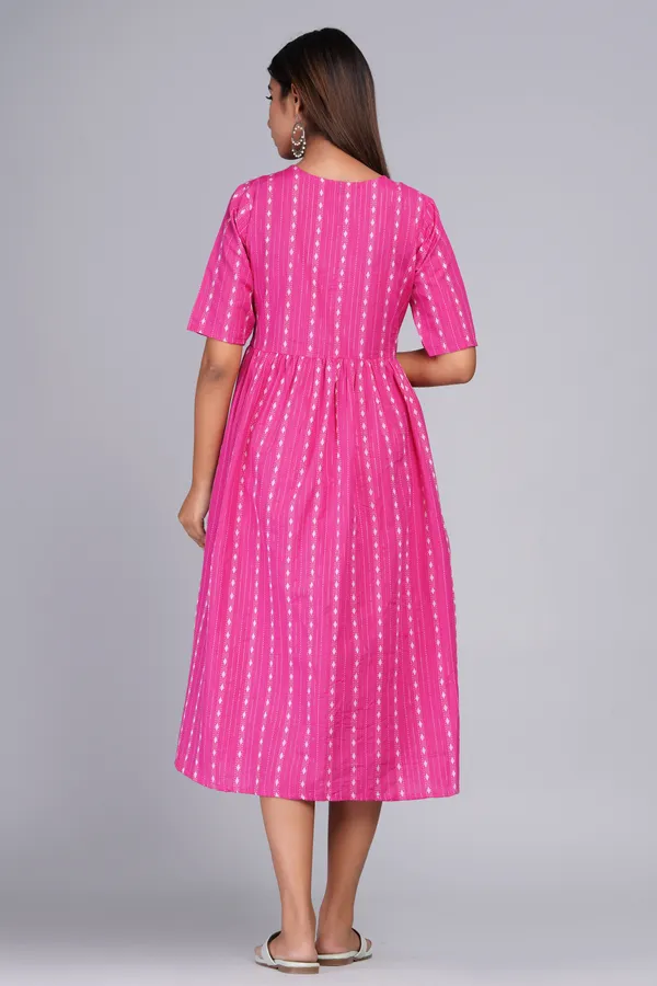 Pink_Khadi_Cotton_Woven_Design_Flared_Kurta_for_Women