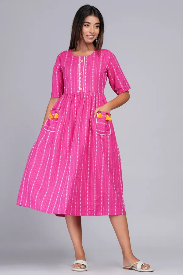Pink_Khadi_Cotton_Woven_Design_Flared_Kurta_for_Women
